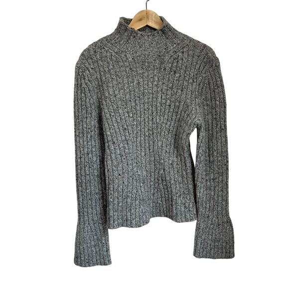 Elie Tahari Sweaters - Elie Tahari Merino Cashmere Ribbed Sweater L Gray Chunky Knit Luxury Soft